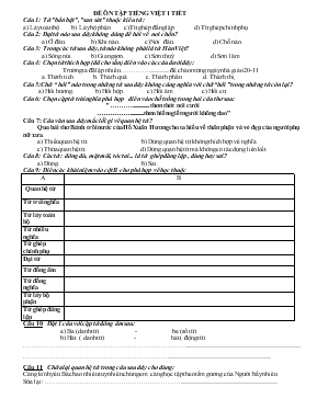 Đề ôn tập Tiếng Việt 1 tiết